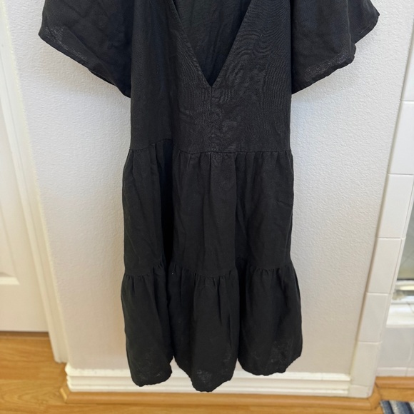 Black linen dress with pockets - Size M - Picture 3 of 4